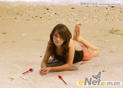 Photoshop设计趴在山间的女孩另类幻想场景