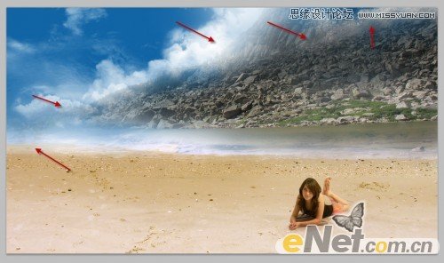 Photoshop设计趴在山间的女孩另类幻想场景