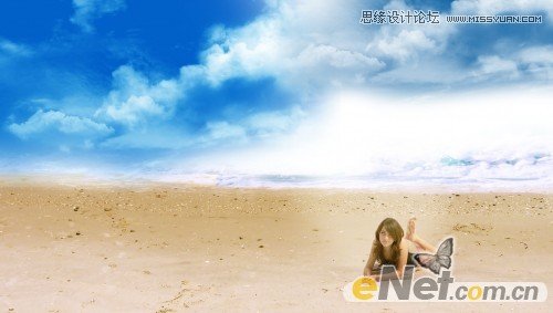 Photoshop设计趴在山间的女孩另类幻想场景