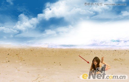 Photoshop设计趴在山间的女孩另类幻想场景