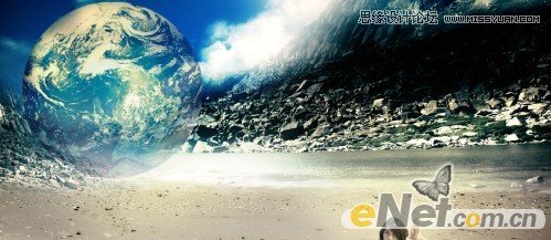 Photoshop设计趴在山间的女孩另类幻想场景