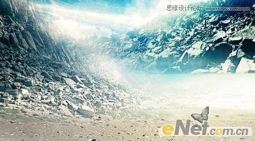 Photoshop设计趴在山间的女孩另类幻想场景