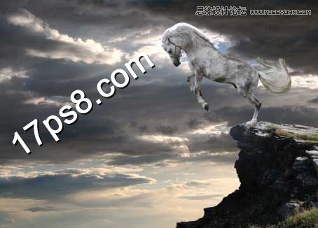 Photoshop合成跳崖轻生的千里马教程