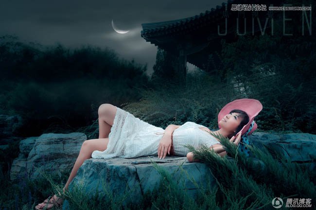 Photoshop调出野外照片夜晚月光效果