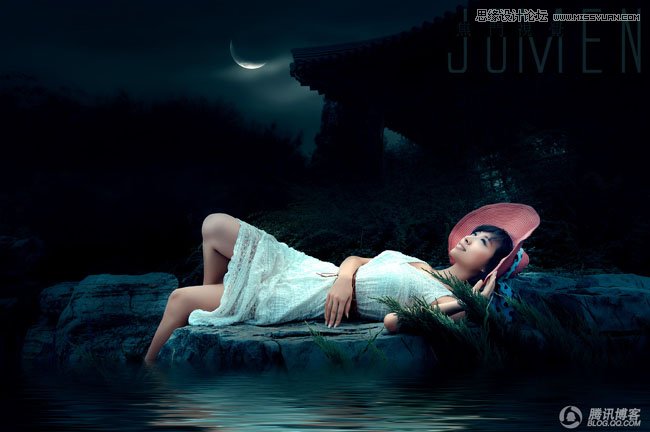 Photoshop调出野外照片夜晚月光效果
