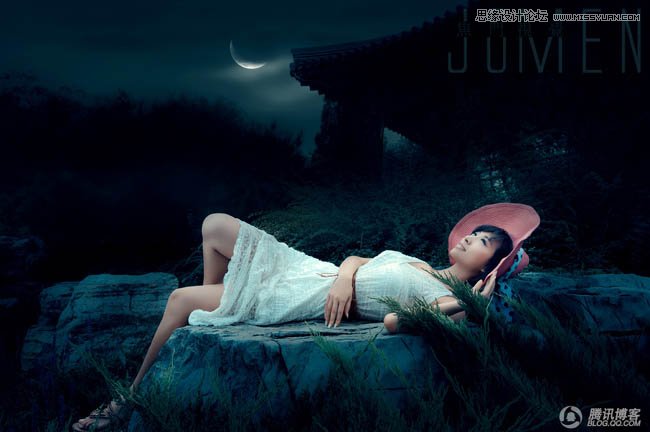 Photoshop调出野外照片夜晚月光效果