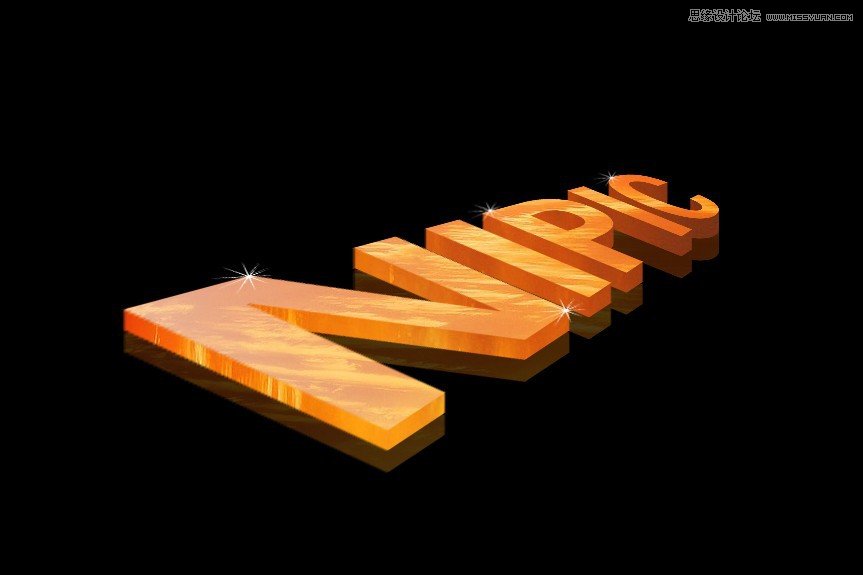 Photoshop制作3D立体火热烙铁字体教程