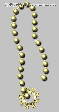 Photoshop制作红色复古金边链坠字效果