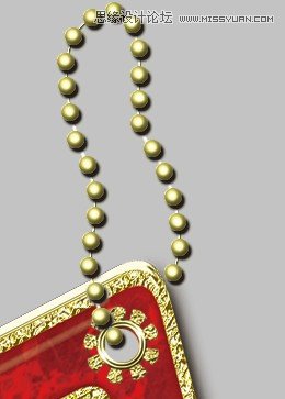 Photoshop制作红色复古金边链坠字效果