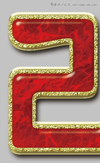 Photoshop制作红色复古金边链坠字效果