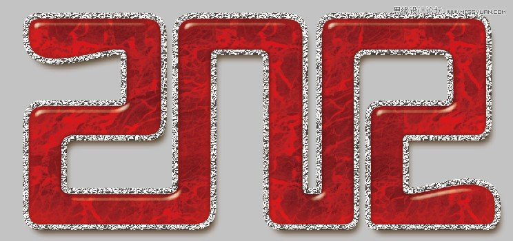 Photoshop制作红色复古金边链坠字效果