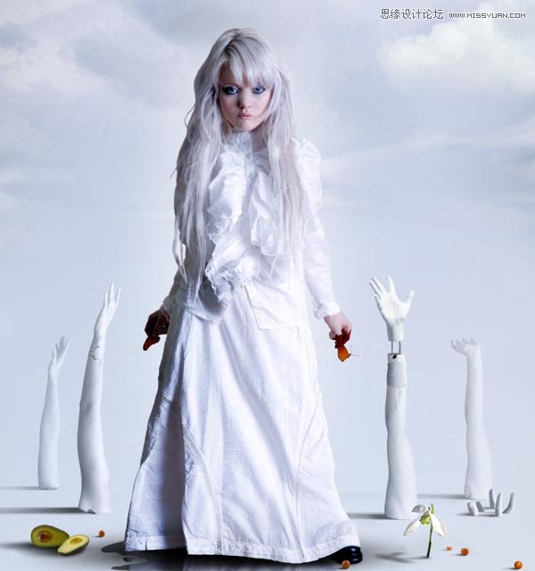 Photoshop合成纯白的超现实人像教程