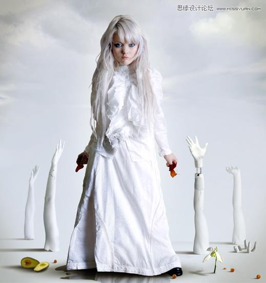 Photoshop合成纯白的超现实人像教程