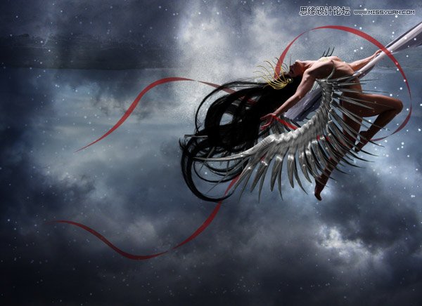 Photoshop合成在空中飞舞的天使舞者