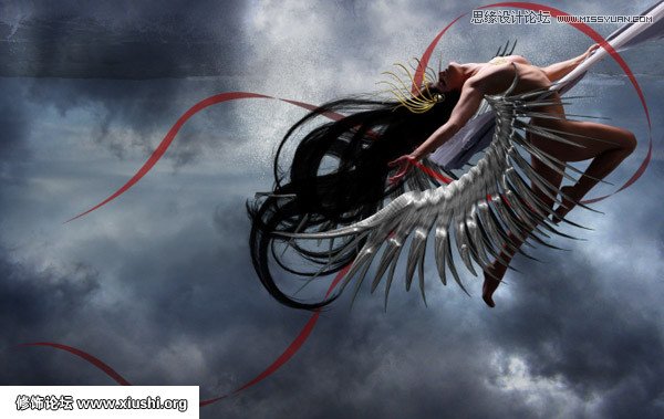 Photoshop合成在空中飞舞的天使舞者