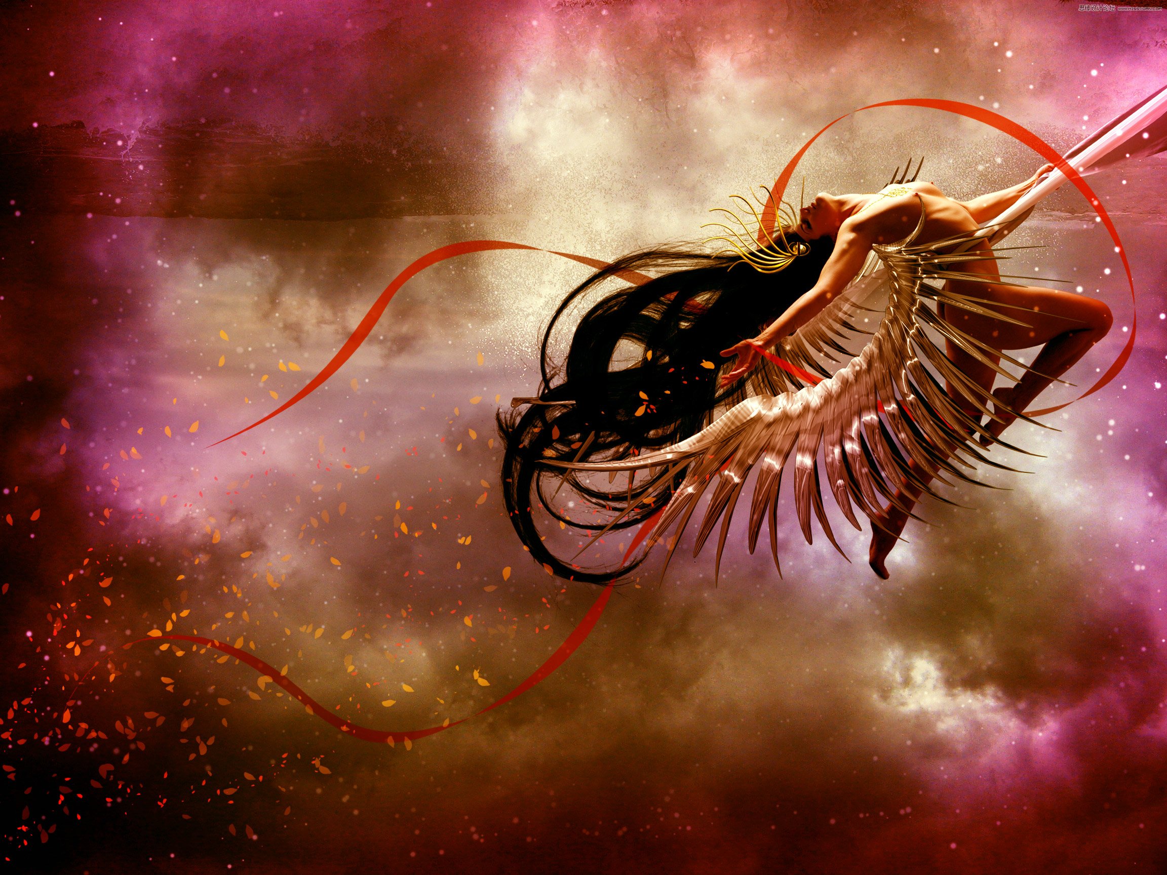 Photoshop合成在空中飞舞的天使舞者