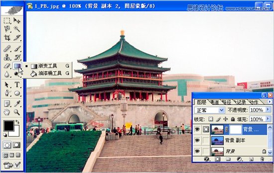 Photoshop两种方法给灰暗外景照片换天空教程