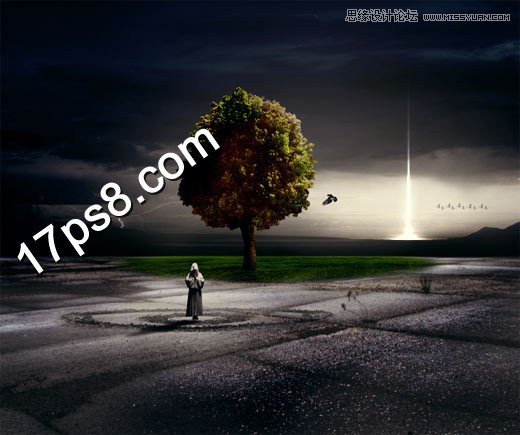Photoshop合成不死族暗夜巫师祈祷场景