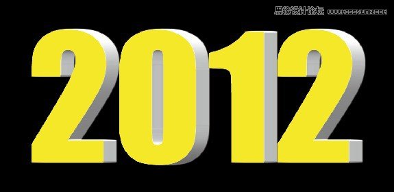 Photoshop制作2012金色质感3D立体字效果