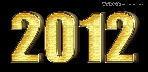 Photoshop制作2012金色质感3D立体字效果