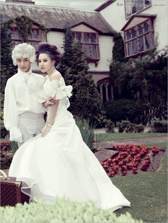 Photoshop调出欧洲中世纪复古婚纱照后期效果