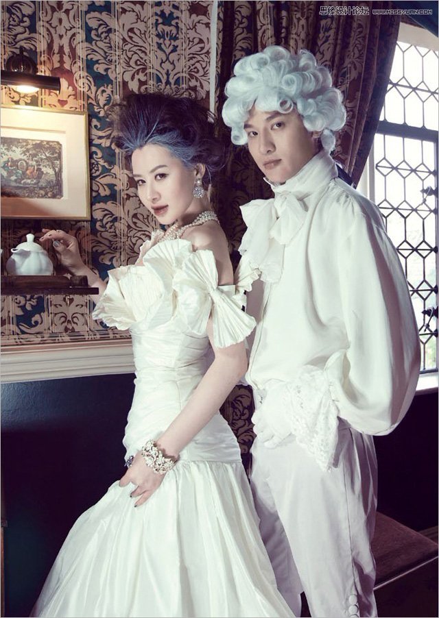 Photoshop调出欧洲中世纪复古婚纱照后期效果