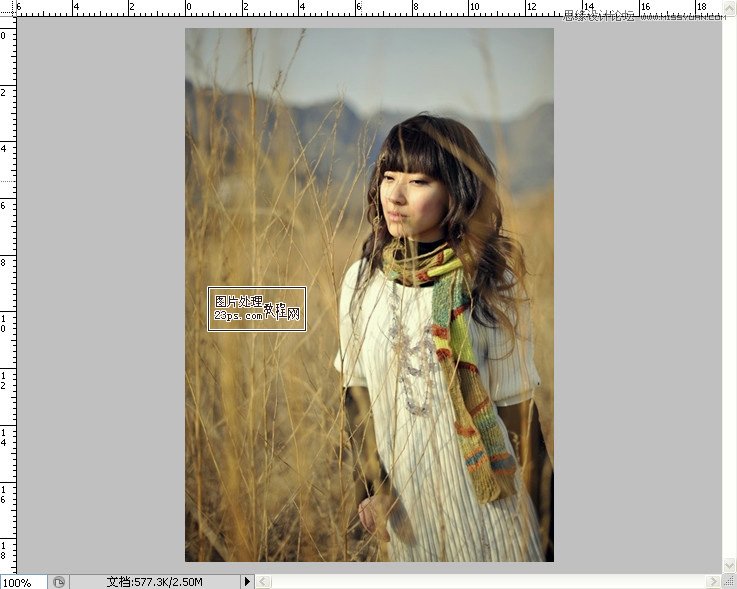 Photoshop调出冬季外景颓废色效果