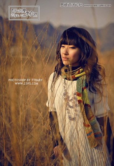 Photoshop调出冬季外景颓废色效果