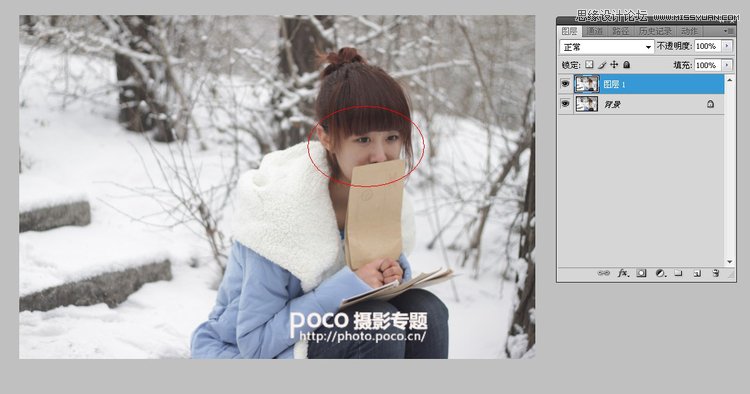 Photoshop调出人像梦幻雪景效果