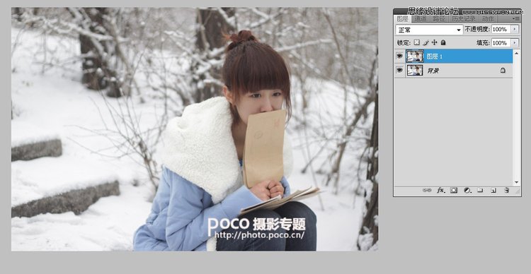 Photoshop调出人像梦幻雪景效果