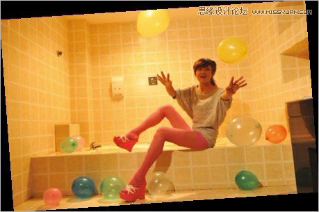 Photoshop调出室内暗黄色照片暖黄色调