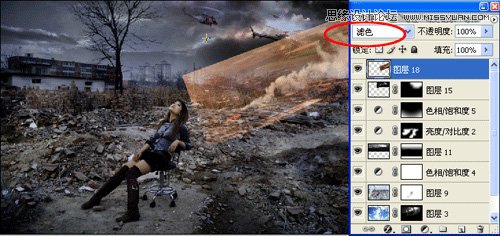 Photoshop调出做在废墟中的女孩战火颓废色彩