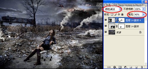 Photoshop调出做在废墟中的女孩战火颓废色彩