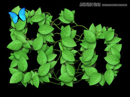 Photoshop创建清新的绿叶文字教程