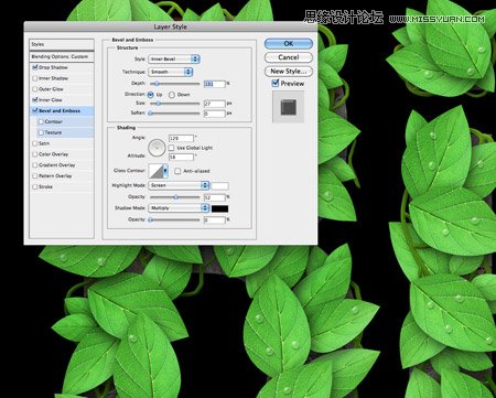 Photoshop创建清新的绿叶文字教程