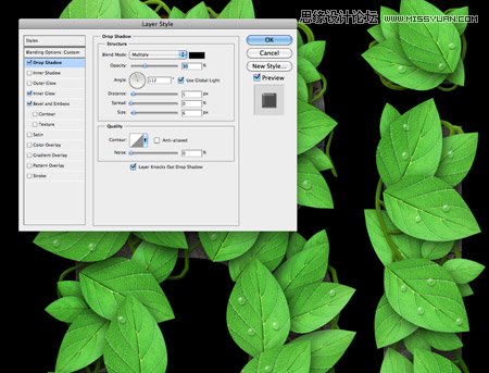 Photoshop创建清新的绿叶文字教程