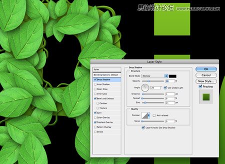 Photoshop创建清新的绿叶文字教程