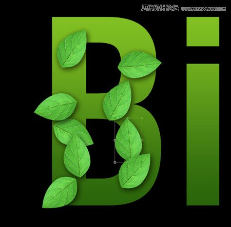 Photoshop创建清新的绿叶文字教程