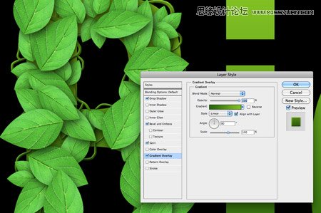 Photoshop创建清新的绿叶文字教程