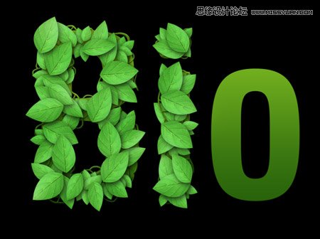 Photoshop创建清新的绿叶文字教程