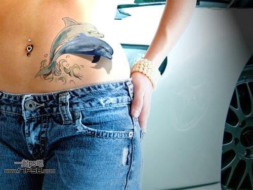 Photoshop制作海豚立体纹身效果