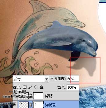 Photoshop制作海豚立体纹身效果