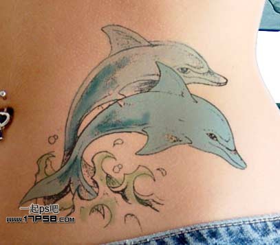 Photoshop制作海豚立体纹身效果