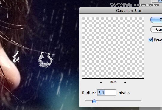Photoshop给人物照片加上个性的雨丝