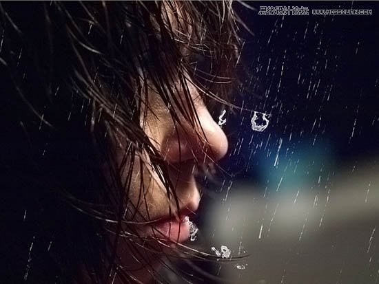 Photoshop给人物照片加上个性的雨丝