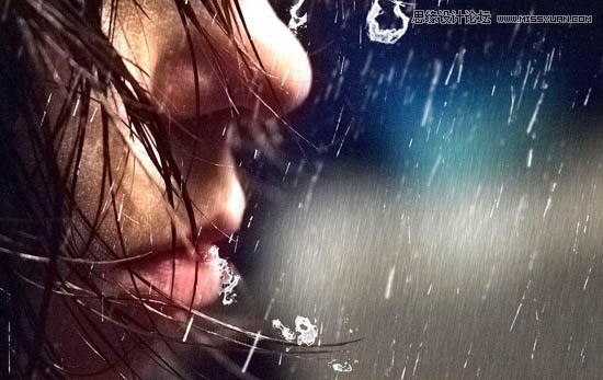 Photoshop给人物照片加上个性的雨丝