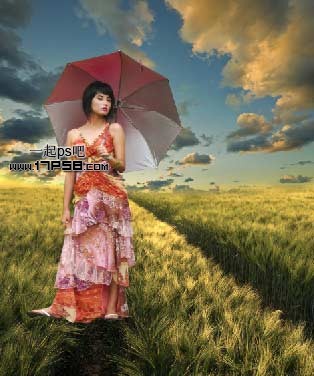 Photoshop合成夏天野外散布的美女场景