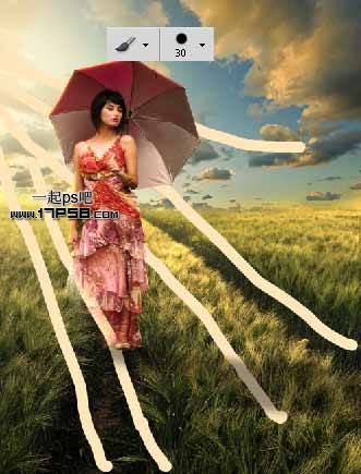 Photoshop合成夏天野外散布的美女场景