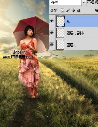 Photoshop合成夏天野外散布的美女场景