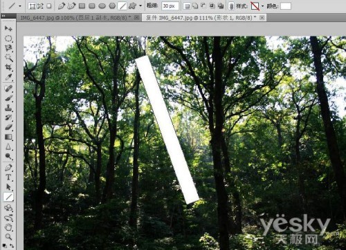 Photoshop制作树林中的透射光线